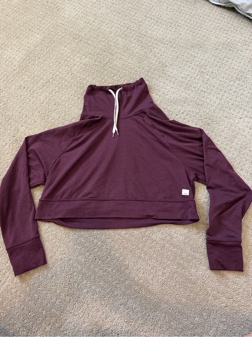 Vuori Cropped Turtleneck Pullover - Burgundy